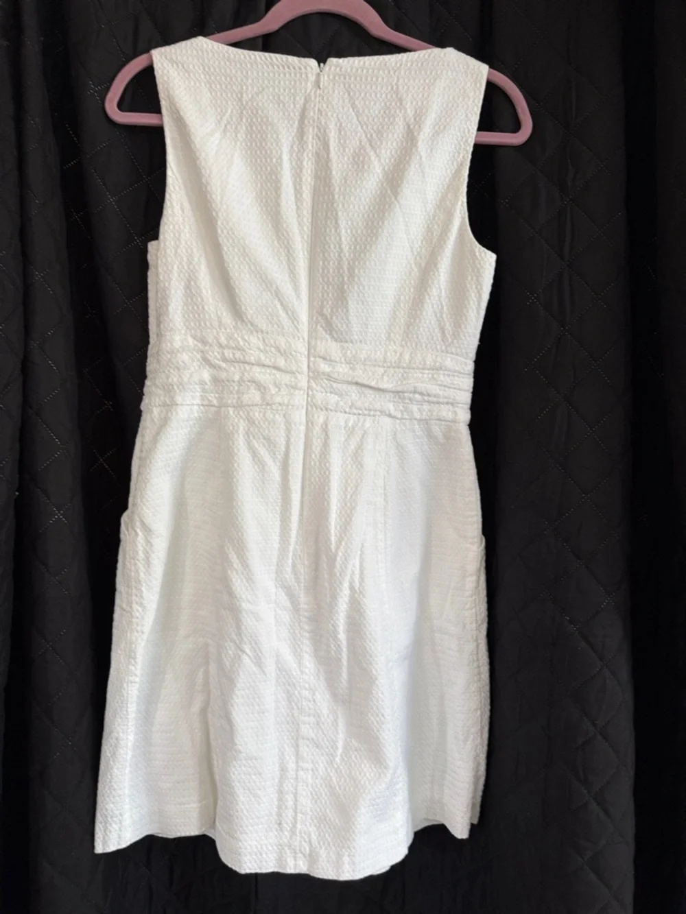 Lauren Ralph Lauren White Textured Cotton Fit & Flare Dress 8P Petite - Picture 7 of 12
